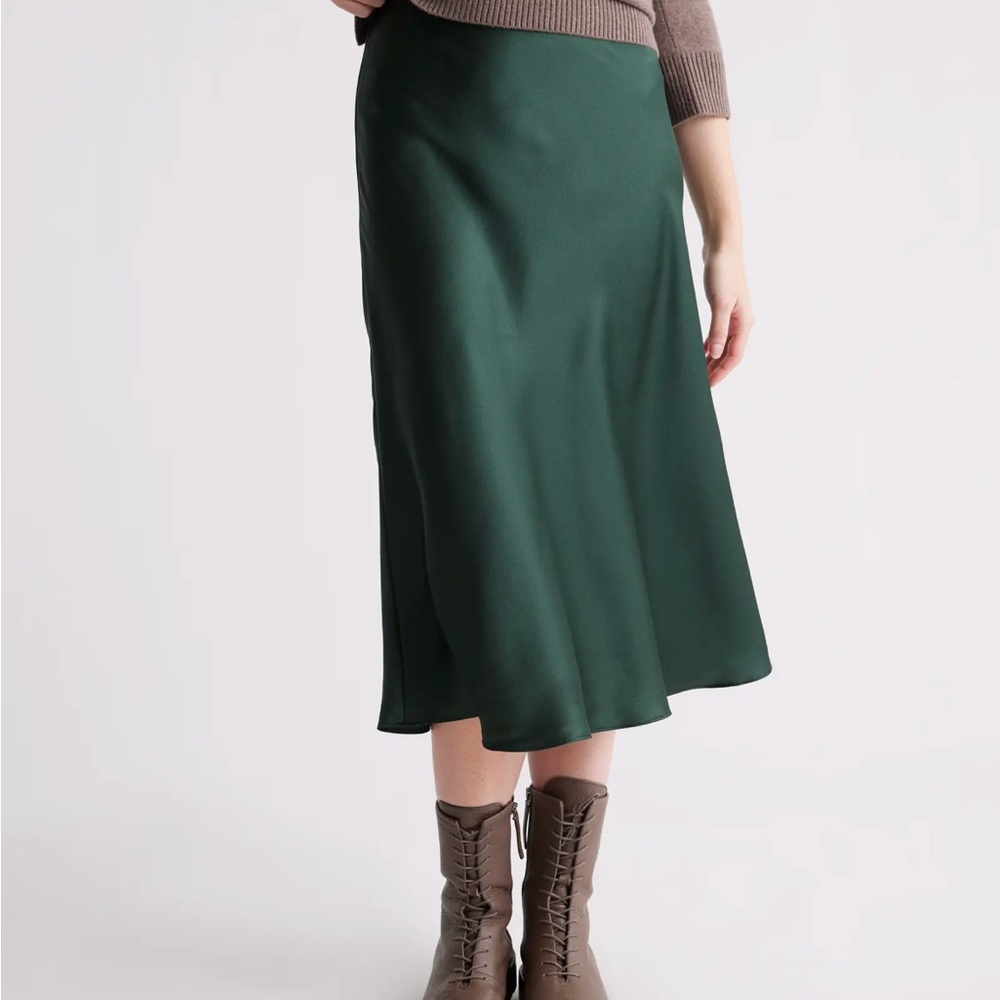 Quince BNWT Washable Silk Skirt Forest Green Medium